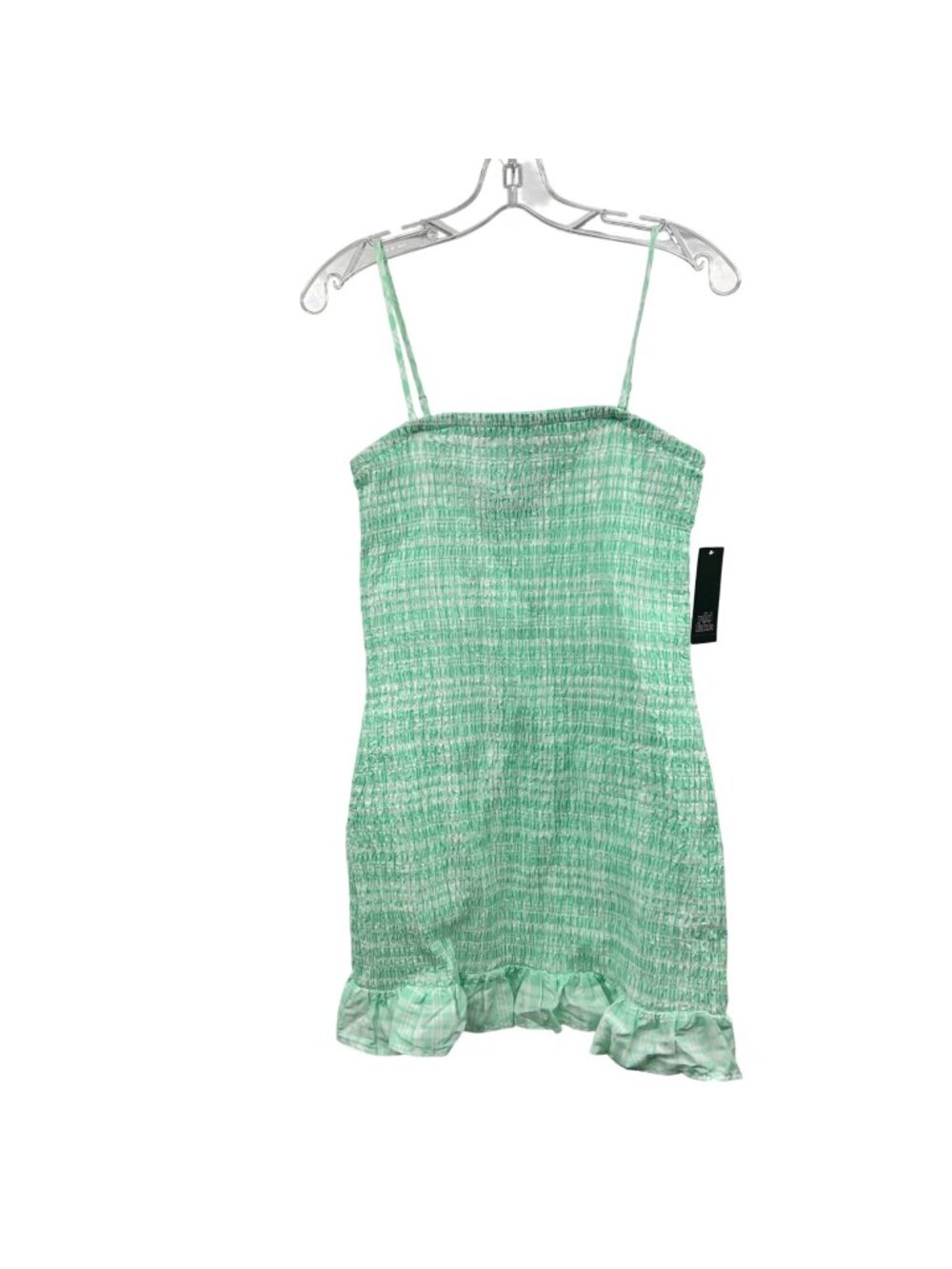 Wild Fable Smocked Mini Dress Sleeveless Mint/White Plaid Size Medium New